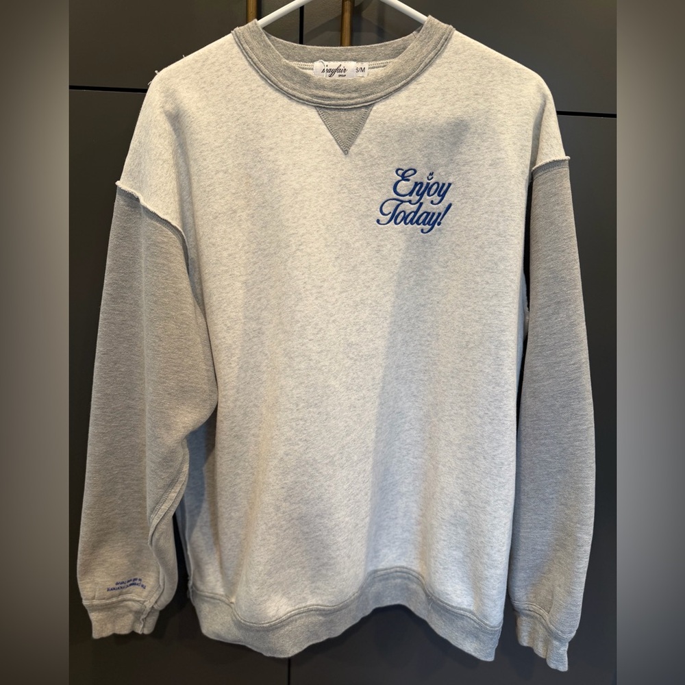 Mayfair 'Enjoy Today' Cream & Gray Graphic Sweatshirt - Picture 4 of 7